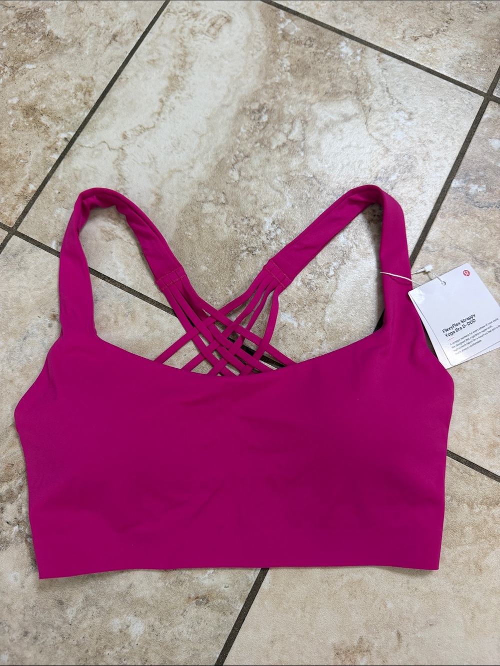 Lululemon FlexyFlex Strappy Yoga Bra. Size XXS-XS. D-DDD Pink Flare